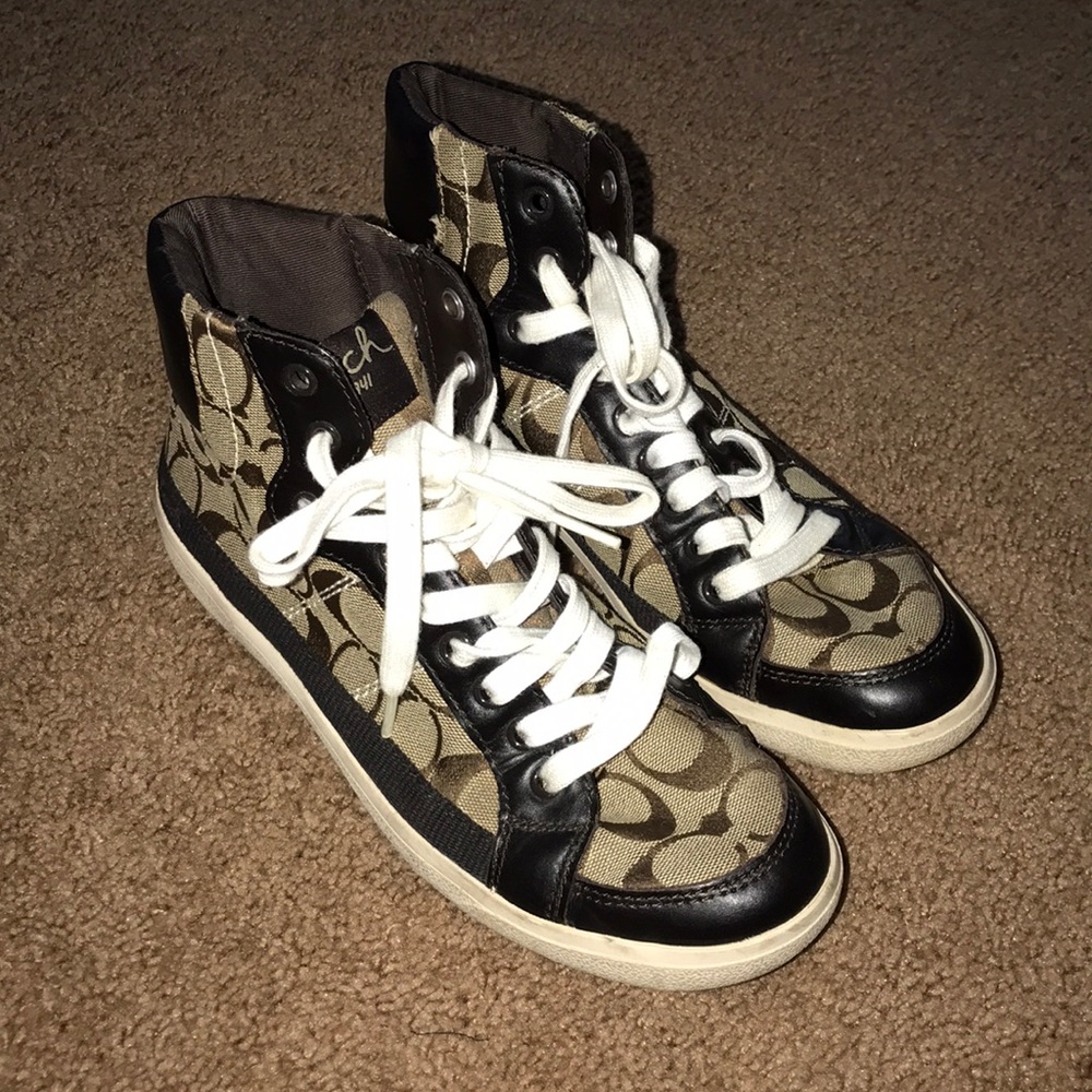Coach High Top Monogram Sneakers Size 8